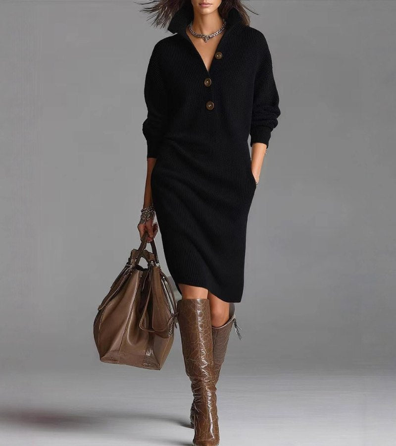 Scarlett | Elegant Winter Dress with Buttons