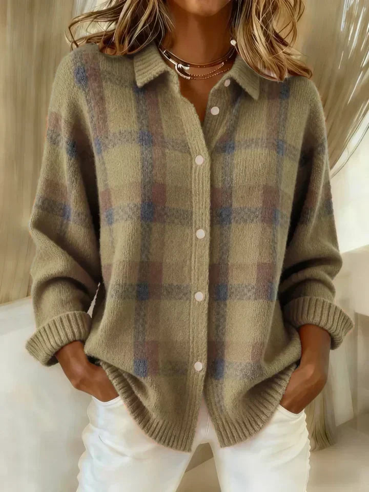 Danique | Retro Contrast Plaid Sweater