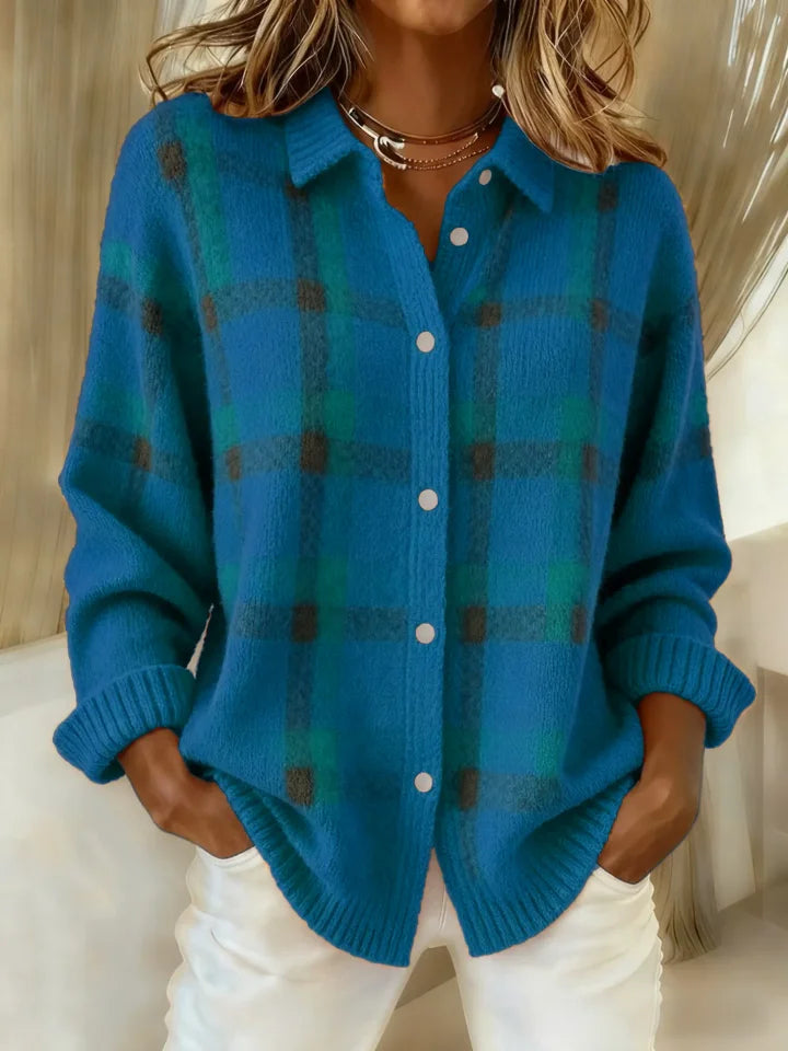 Danique | Retro Contrast Plaid Sweater