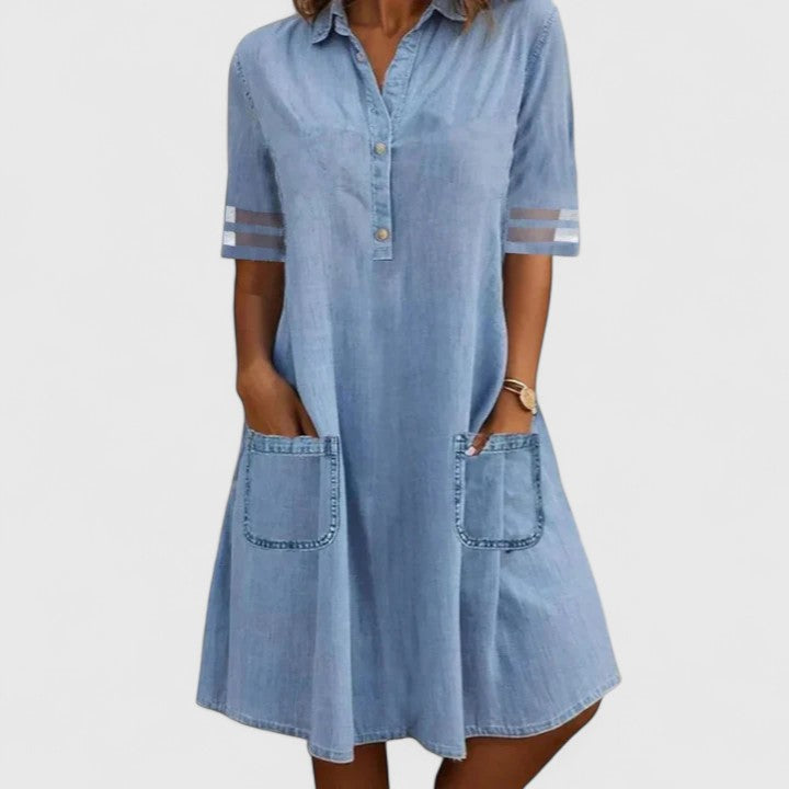Brittany | Figure Flattering Denim-Look Dress