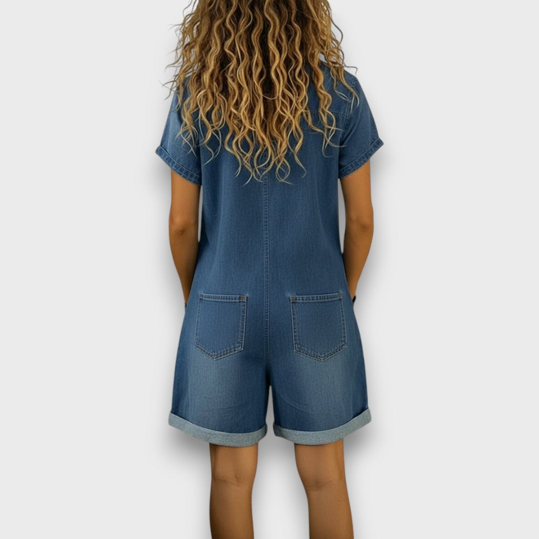 June - Vintage short Denim-Look Overalls