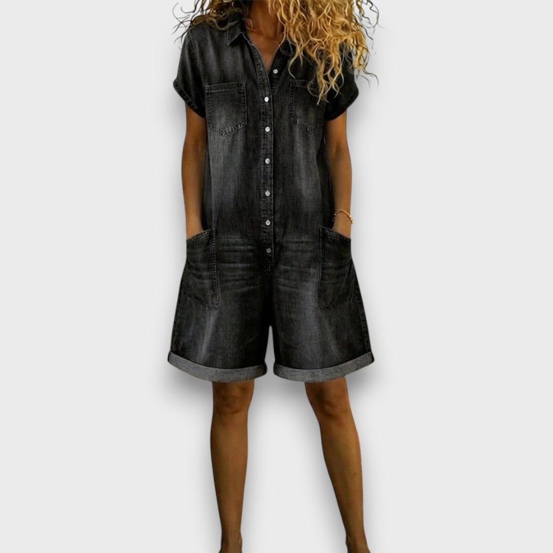 June - Vintage short Denim-Look Overalls