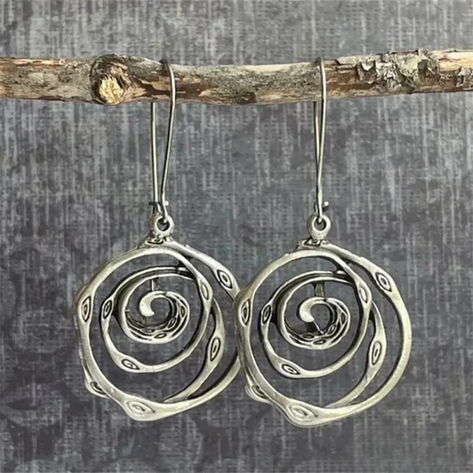 Labyrinth hoop earrings in silver