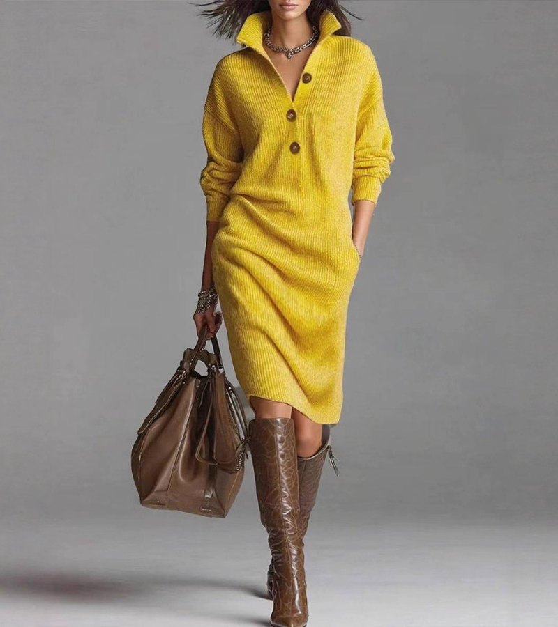 Scarlett | Elegant Winter Dress with Buttons