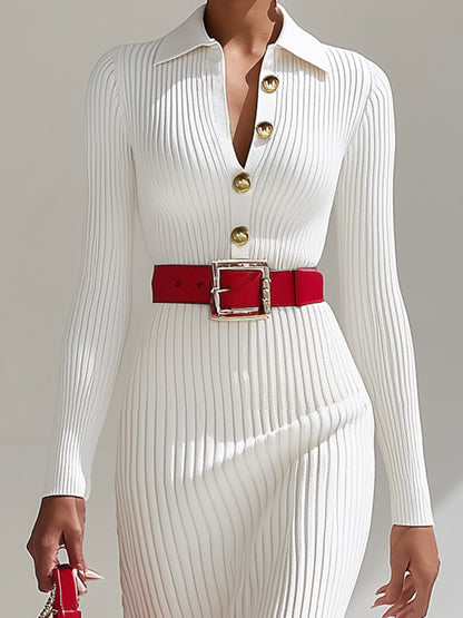 Audrey | Elegant White Wool Maxi Dress
