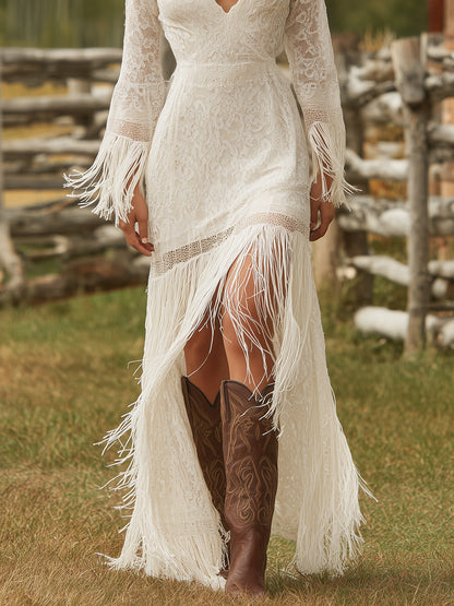 Margot | Classic Lace V-Neck Maxi Dress