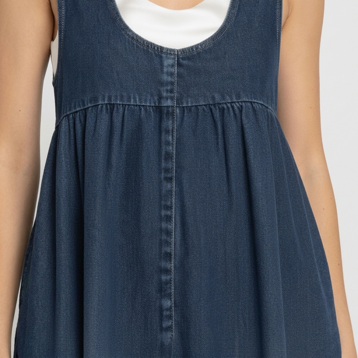 Saylor - Vintage Washed Soft Cotton Feel Denim Maxi Dress