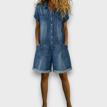 June - Vintage short Denim-Look Overalls