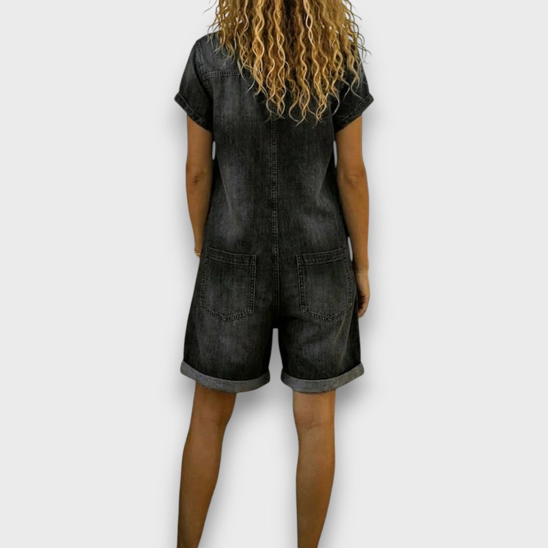 June - Vintage short Denim-Look Overalls