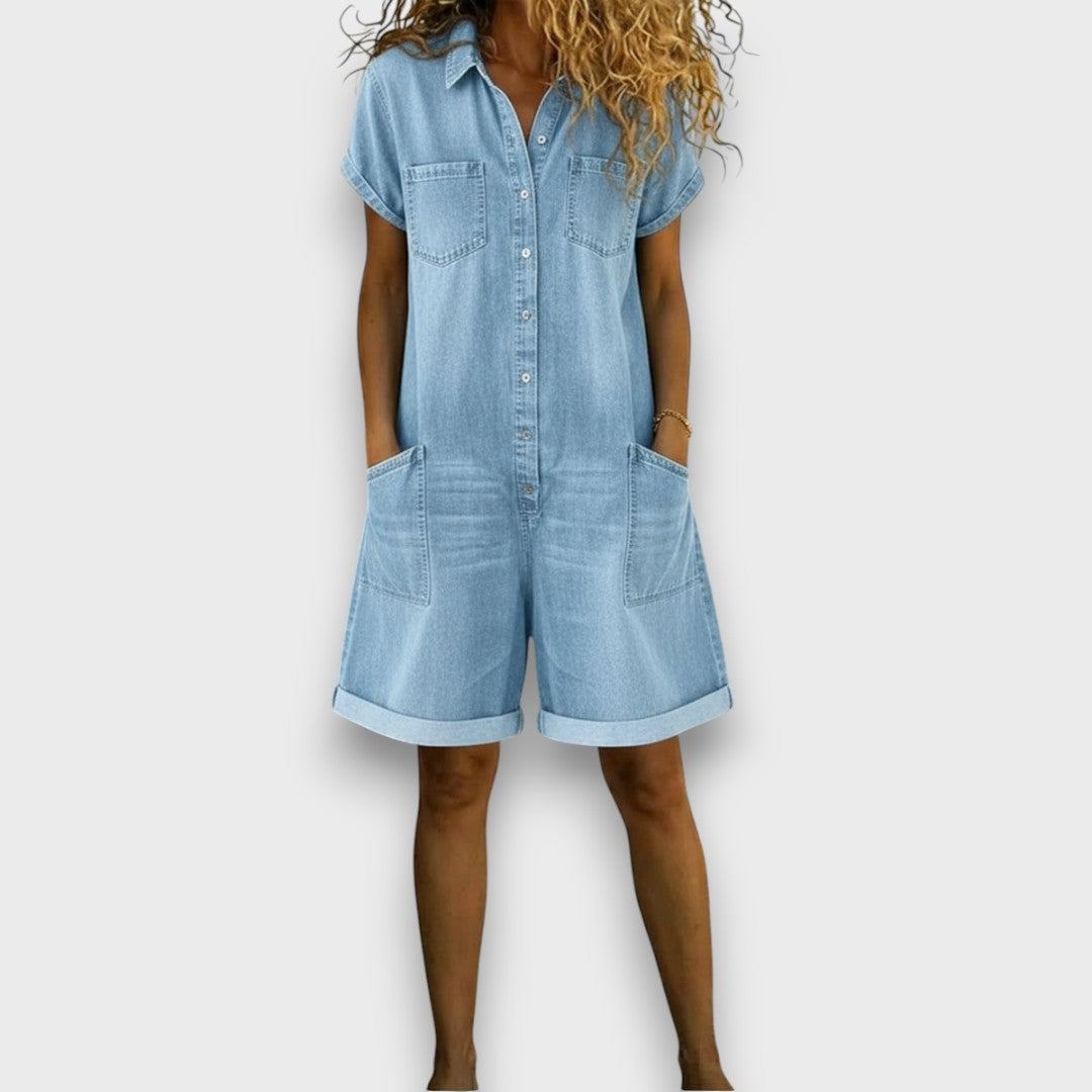 June - Vintage short Denim-Look Overalls