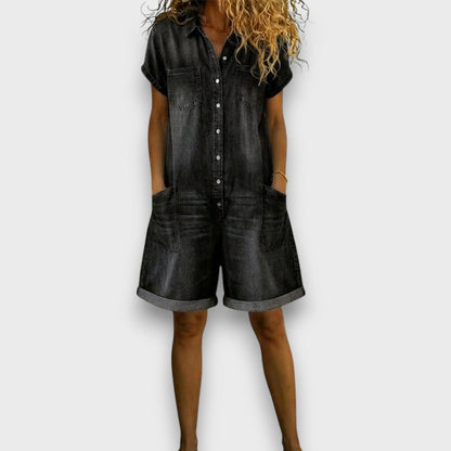 June - Vintage short Denim-Look Overalls